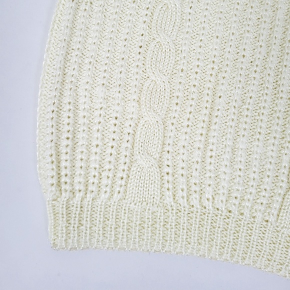 Butter Yellow Cable Knit Vest sleeveless sweater vest high neck muscle cut - Picture 12 of 12